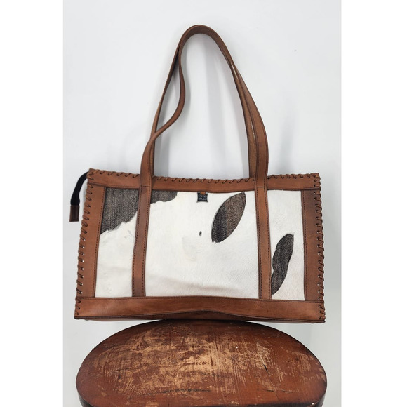 Gitano Urbano Collection Tote Purse Calf Hair Handmade Leather Brown - Picture 1 of 12